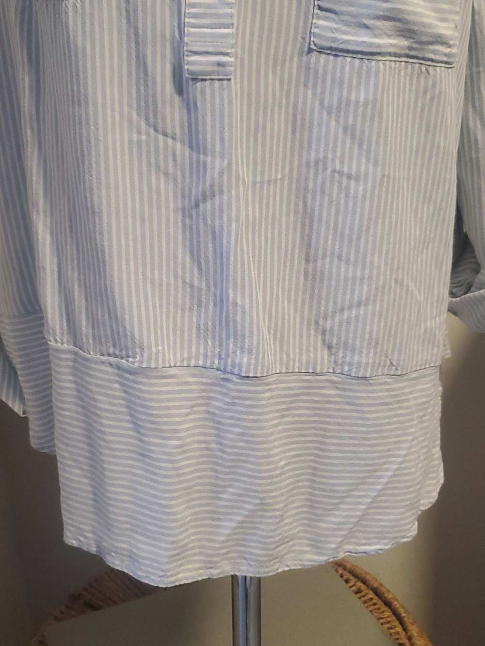 Westbound,  Light Blue & White Striped Pullover Shirtwes, Size L - Picture 4 of 8